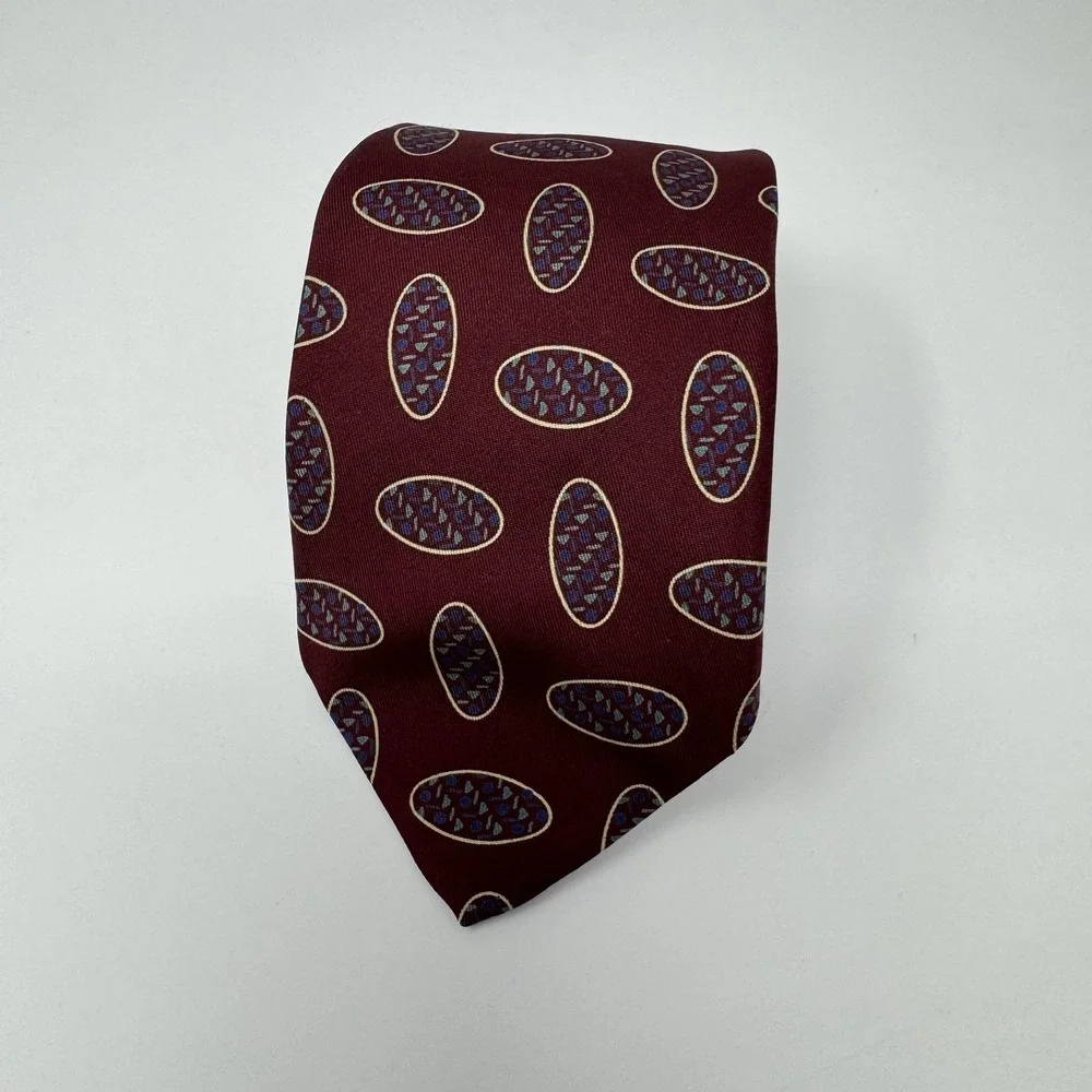 Vintage Robert Talbott Tie Mens One Size Red Geometric Silk Necktie Classic